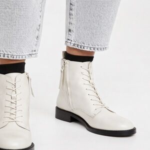 Sam Edelman Nina leather lace up boot in white - 9 nwob